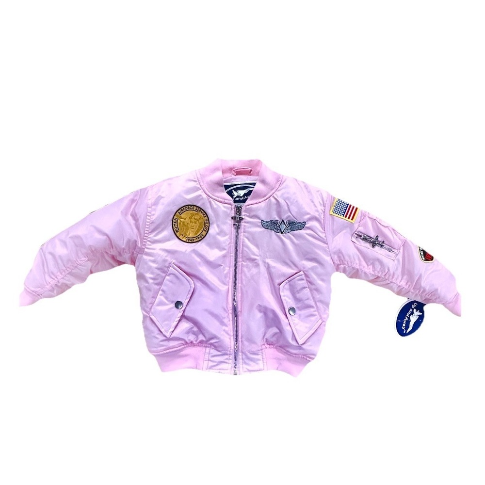 Up and Away  Children's Bomber Jacket Medium-Weight MA-1 Flight  Pink Sz Sm 4/5